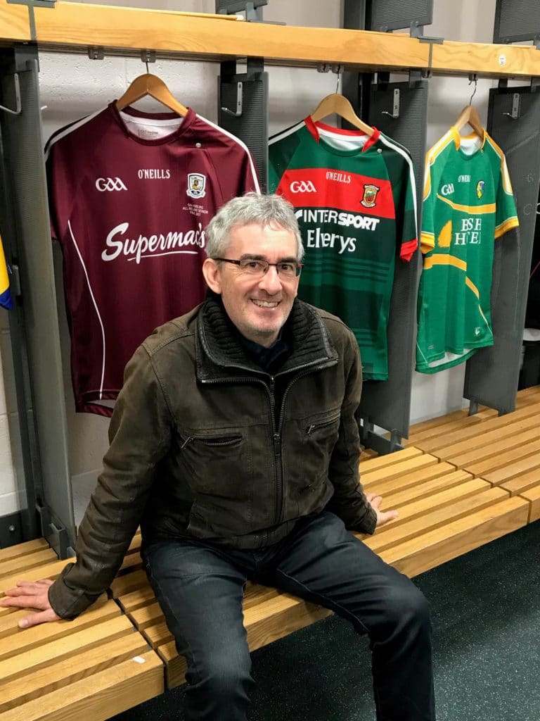 Sylvain Gâche dans les vestiaires de Croke Park en avril 2019. 